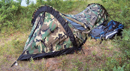 The author’s most used portable blind, this Mega Sola from Integral Designs is watertight, bugproof, low-profile, camouflaged, and opens from the front or from either side. It’s one of numerous ultralight bivouac shelters that serve the camera or gun hunter well as a portable blind.